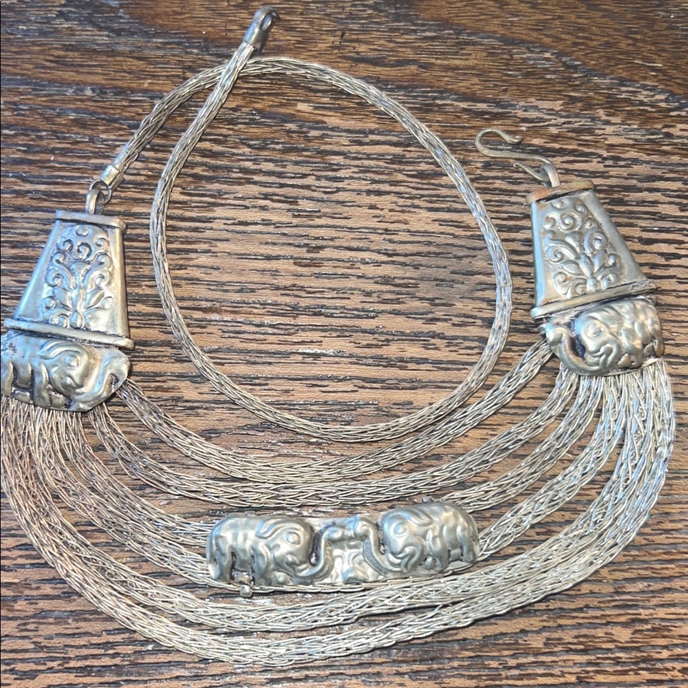 Vintage Ethnic Festoon Silver plated swag necklace